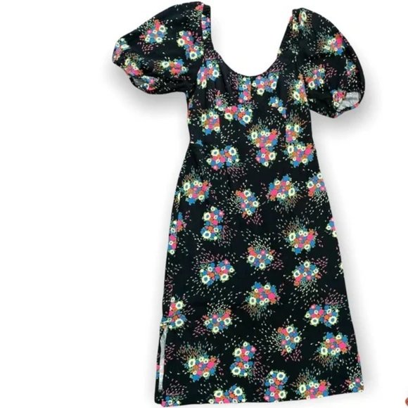 Anthropologie Scarletta Sweetheart Midi Dress Black Floral Romantic Anthro 6 - Picture 4 of 12